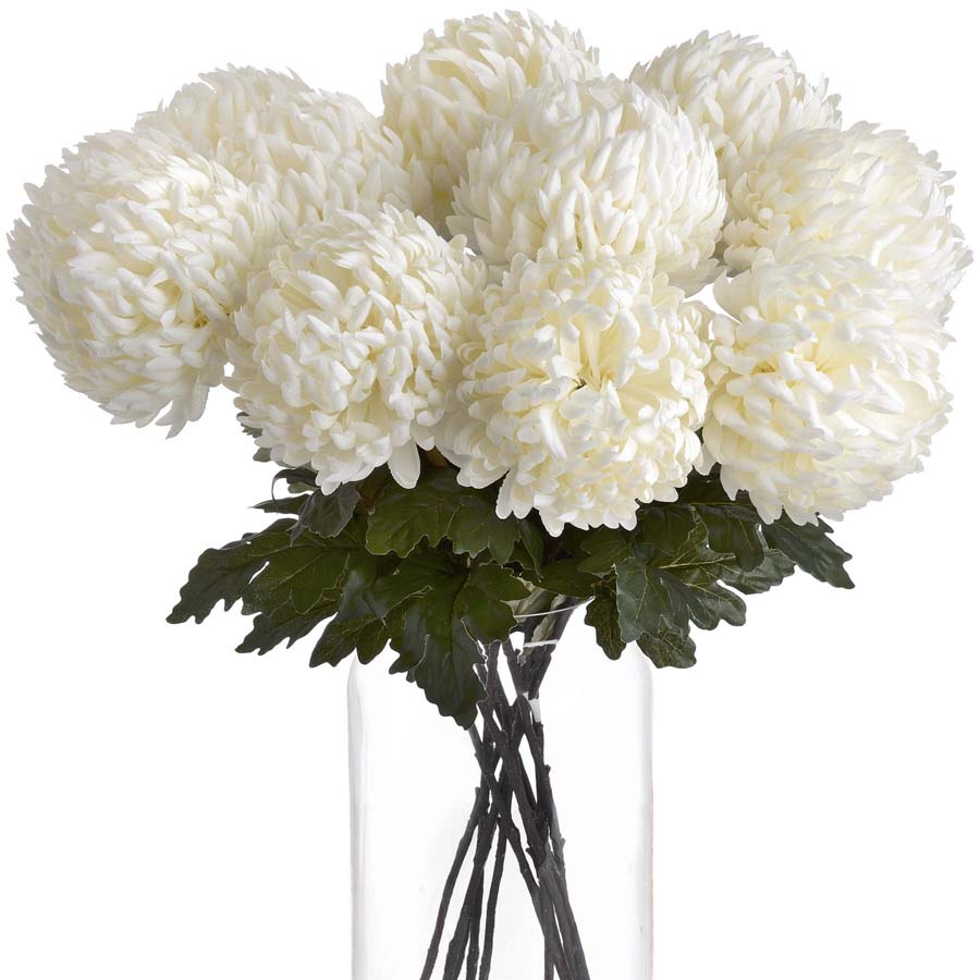 Hill Interiors Large White Chrysanthemum x 3 Stems