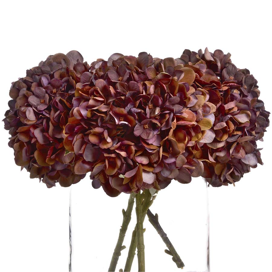 Autumn Faux Coffee Hydrangea x 3 Stems
