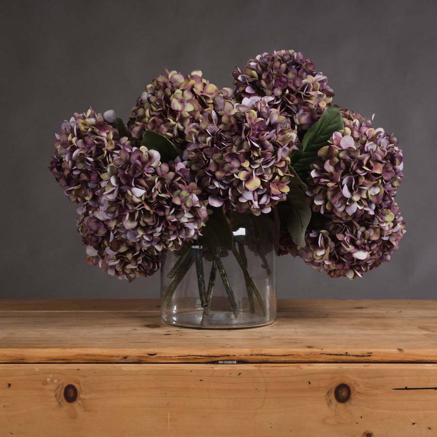 Hill Interiors Autumn Burgundy Faux Hydrangea x 3 stems
