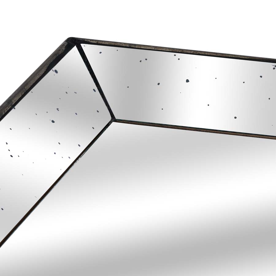 Hill Interiors Astor Distressed Mirrored Square Tray With Wooden Detailing Large
