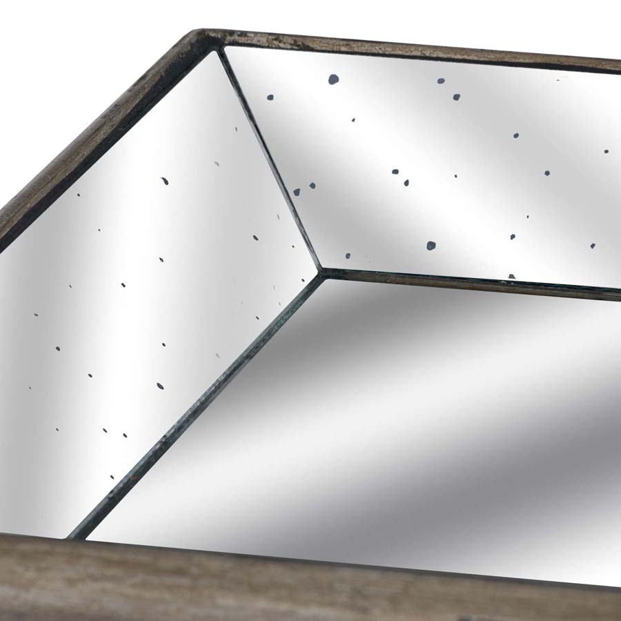 Hill Interiors Astor Distressed Mirrored Tray With Wooden Detailing