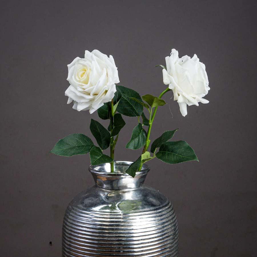 Hill Interiors Large White Garden Rose x 3 Stems