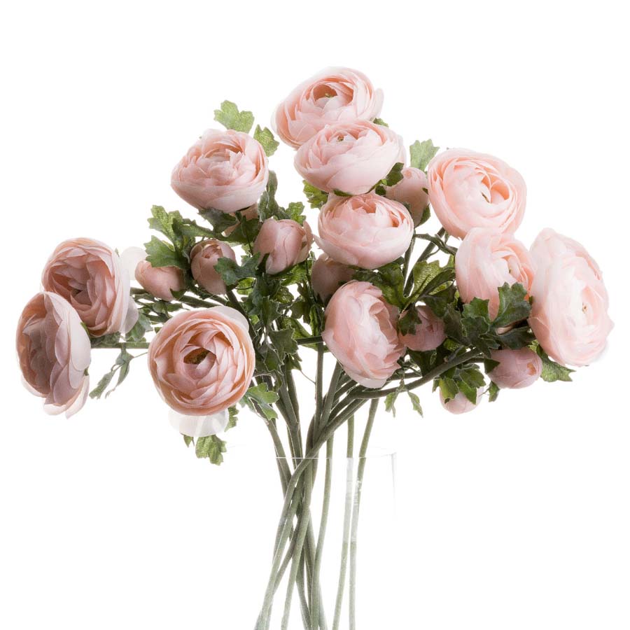 Hill Interiors Pastel Pink Faux Ranunculus x 3 Stems