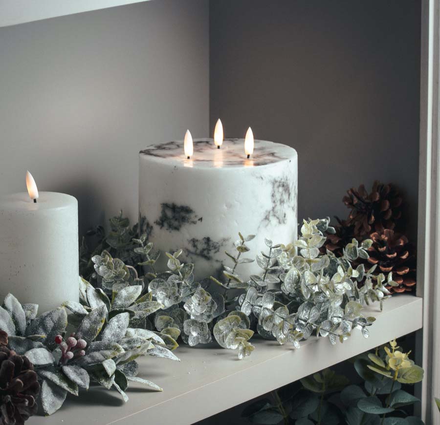 Hill Interiors Luxe Collection Natural Glow 6x6 Marble Effect LED Candle