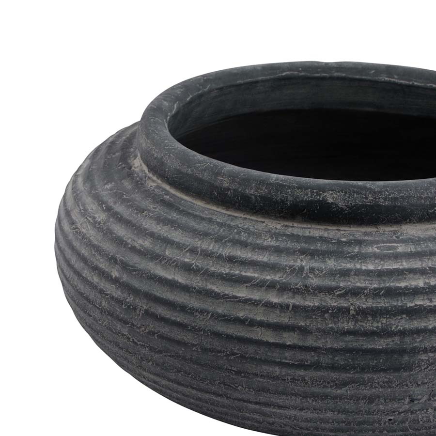 Hill Interiors  Amalfi Grey Round Ribbed Planter Grey