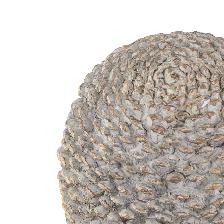 Hill Interiors Large Stone Effect Pinecone Ornament With Gold Accents