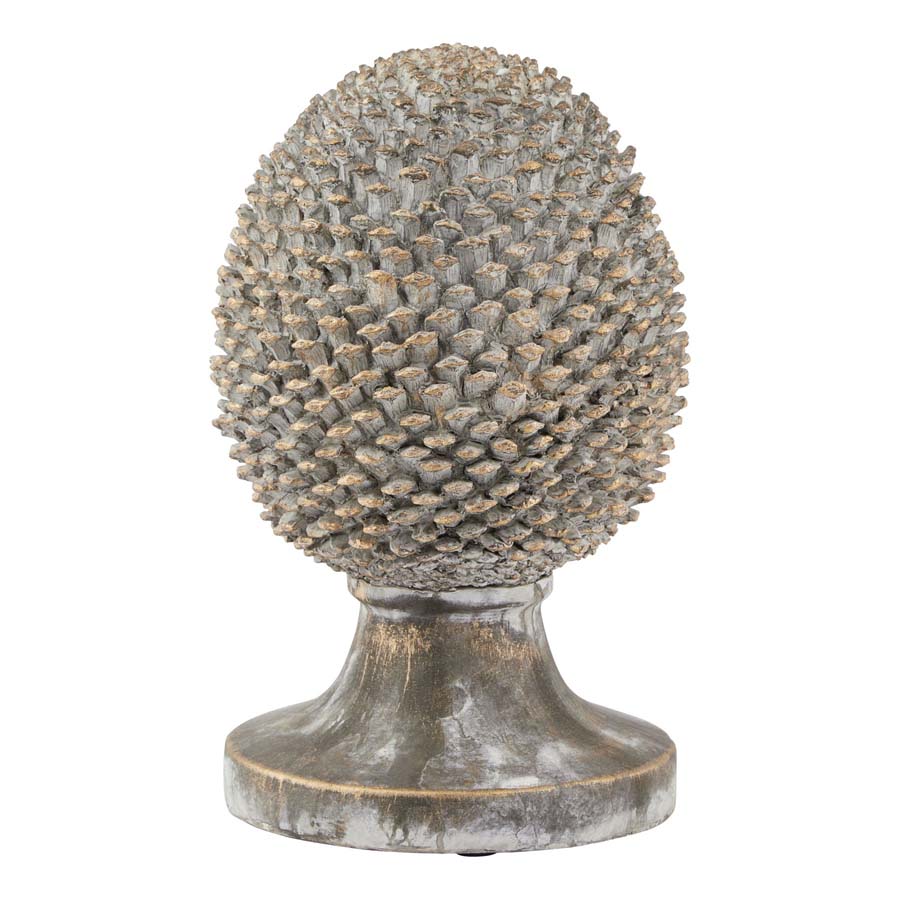 Hill Interiors Large Stone Effect Pinecone Ornament With Gold Accents