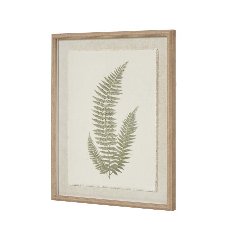 Hill Interiors Fern Art On Texture-Torn Paper With Beaded Frame