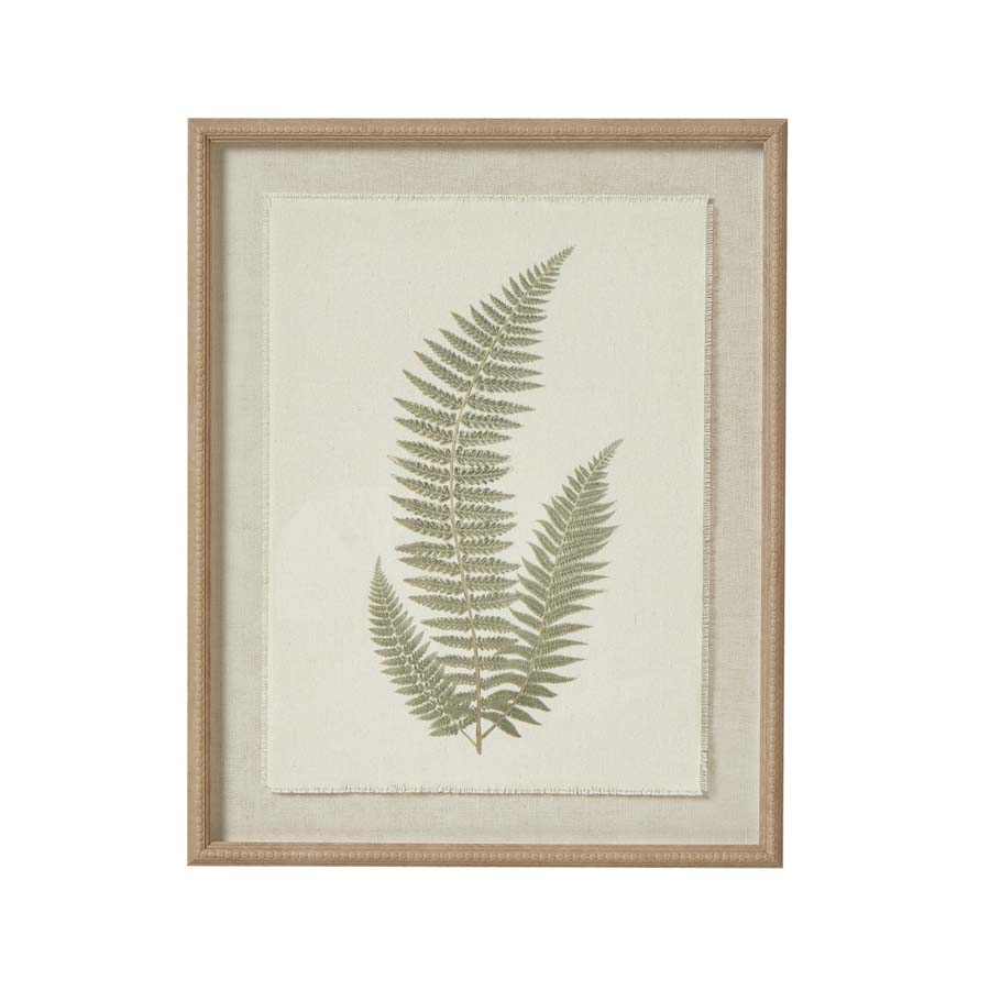 Hill Interiors Fern Art On Texture-Torn Paper With Beaded Frame