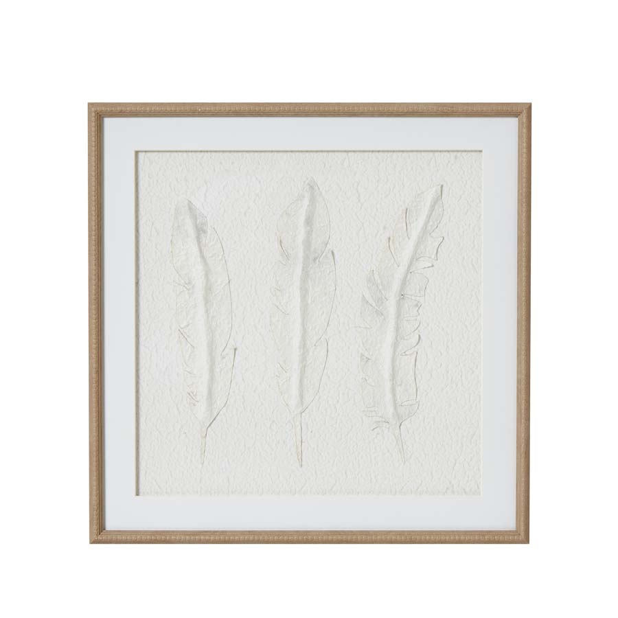 Hill Interiors Solli White Feathers Art Mounted In Beaded Frame