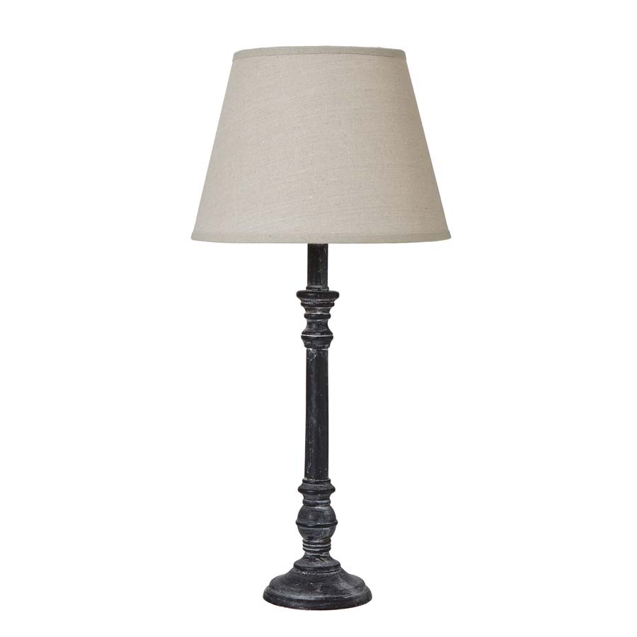 Hill Interiors Isca Stem Table Lamp With Linen Shade Grey Tones
