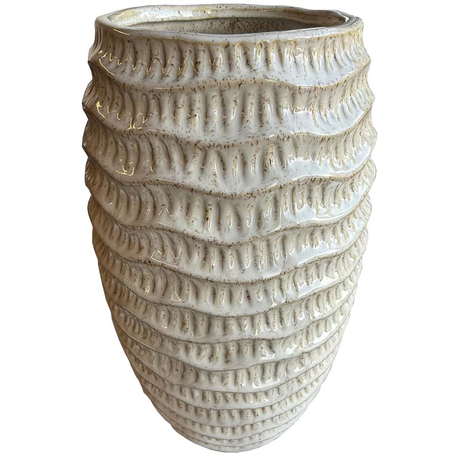 Hill Interiors Pallida Tall Ridged Vase