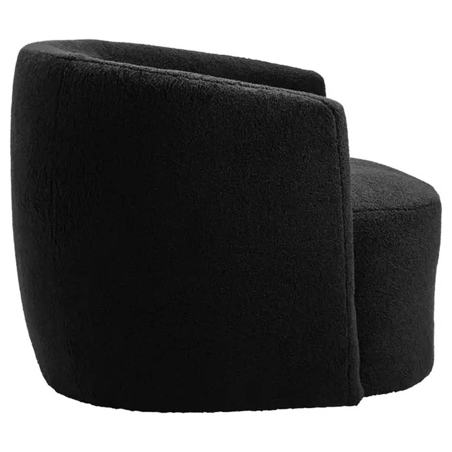 Fifty Five Avenue Montie Black Boucle Effect Curved Lounge Chair With Swivel Base