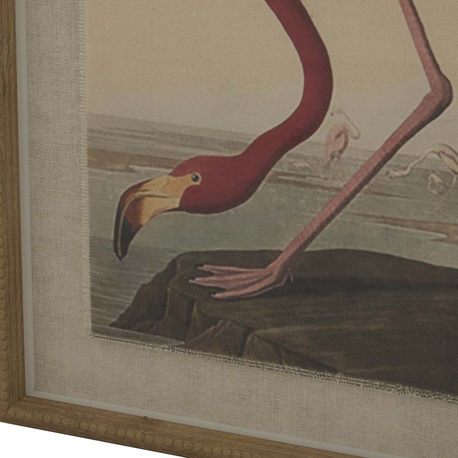 Hill Interiors Flora & Fauna Collection Flamingo On Linen In Beaded Frame