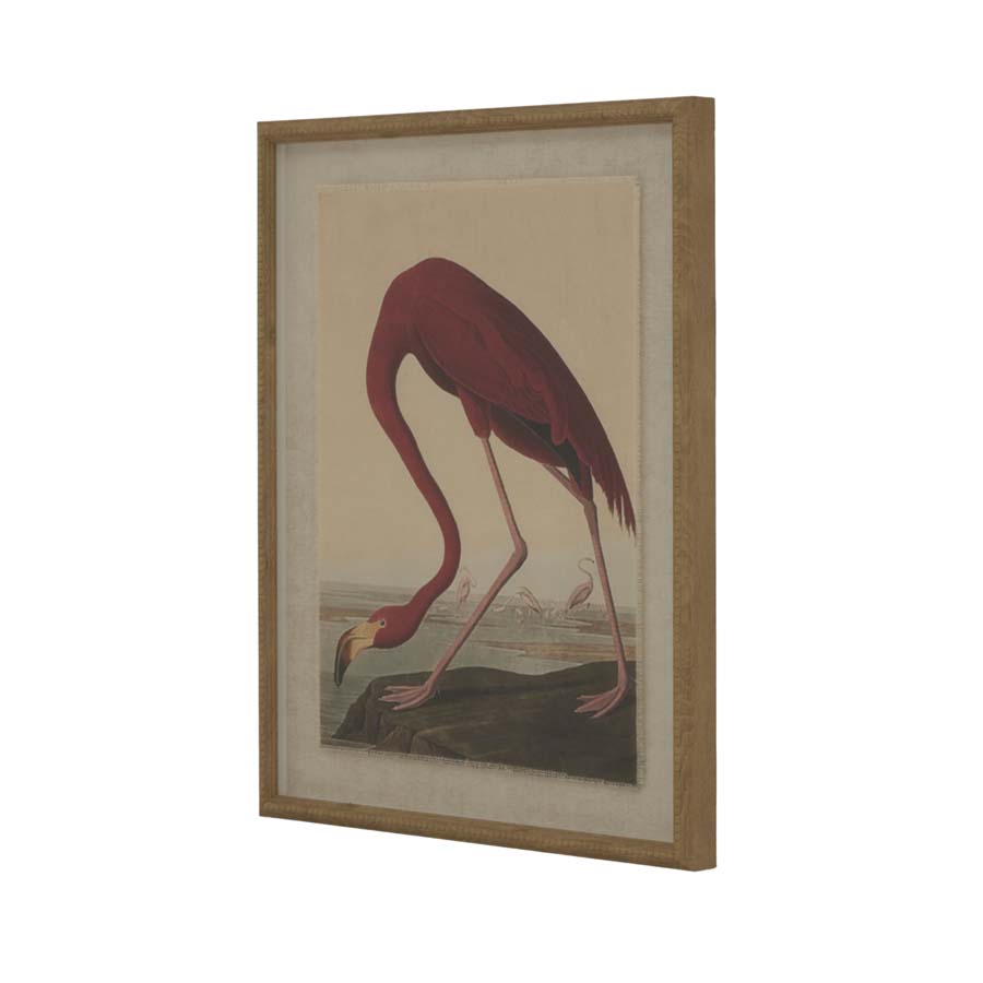 Hill Interiors Flora & Fauna Collection Flamingo On Linen In Beaded Frame