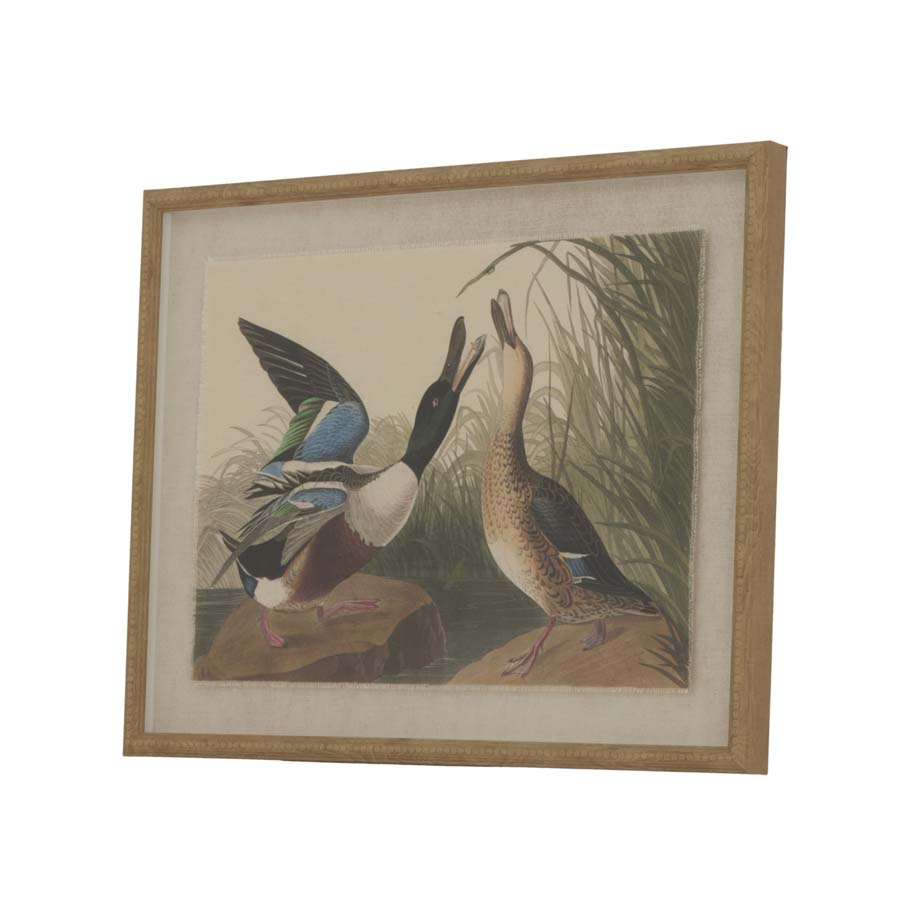Hill Interiors Flora & Fauna Collection Mallards On Linen In Beaded Frame