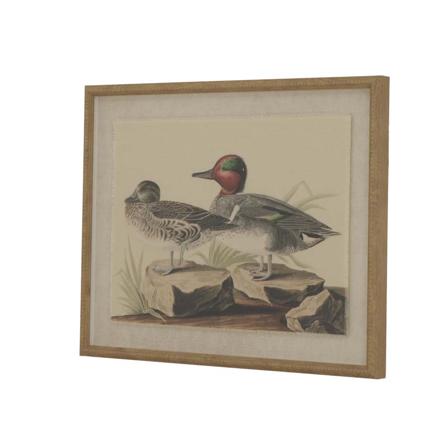 Hill Interiors Flora & Fauna Collection Teals On Linen In Beaded Frame