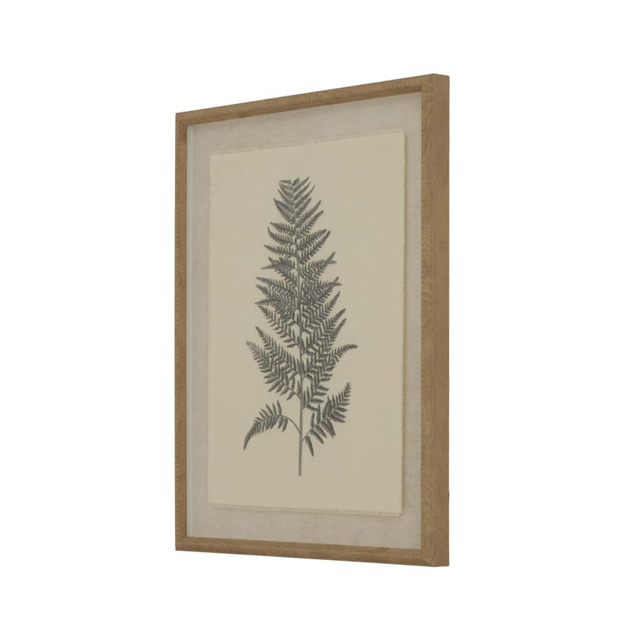 Hill Interiors Flora & Fauna Collection Beech Fern On Linen In Beaded Frame