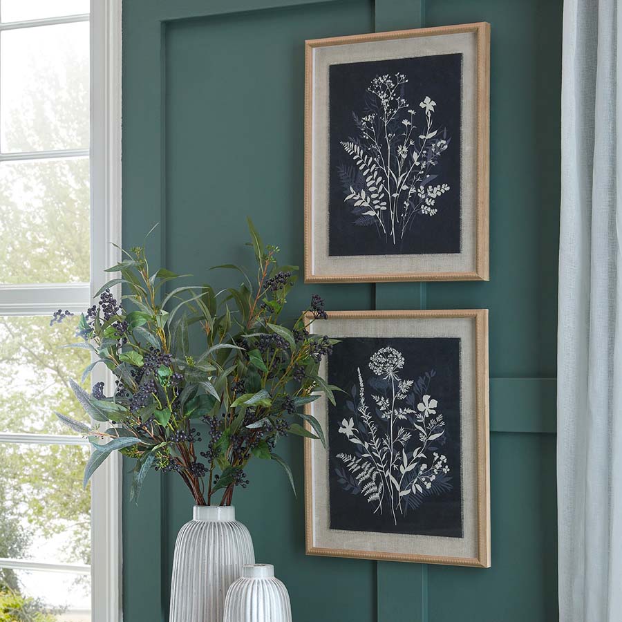 Hill Interiors  Flora & Fauna Collection Grove On Linen In Beaded Frame