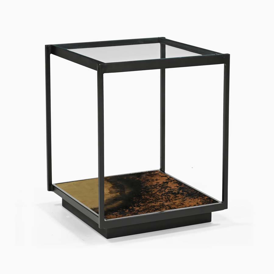 Xavier Home Orbit Iron End Table With Glass Top