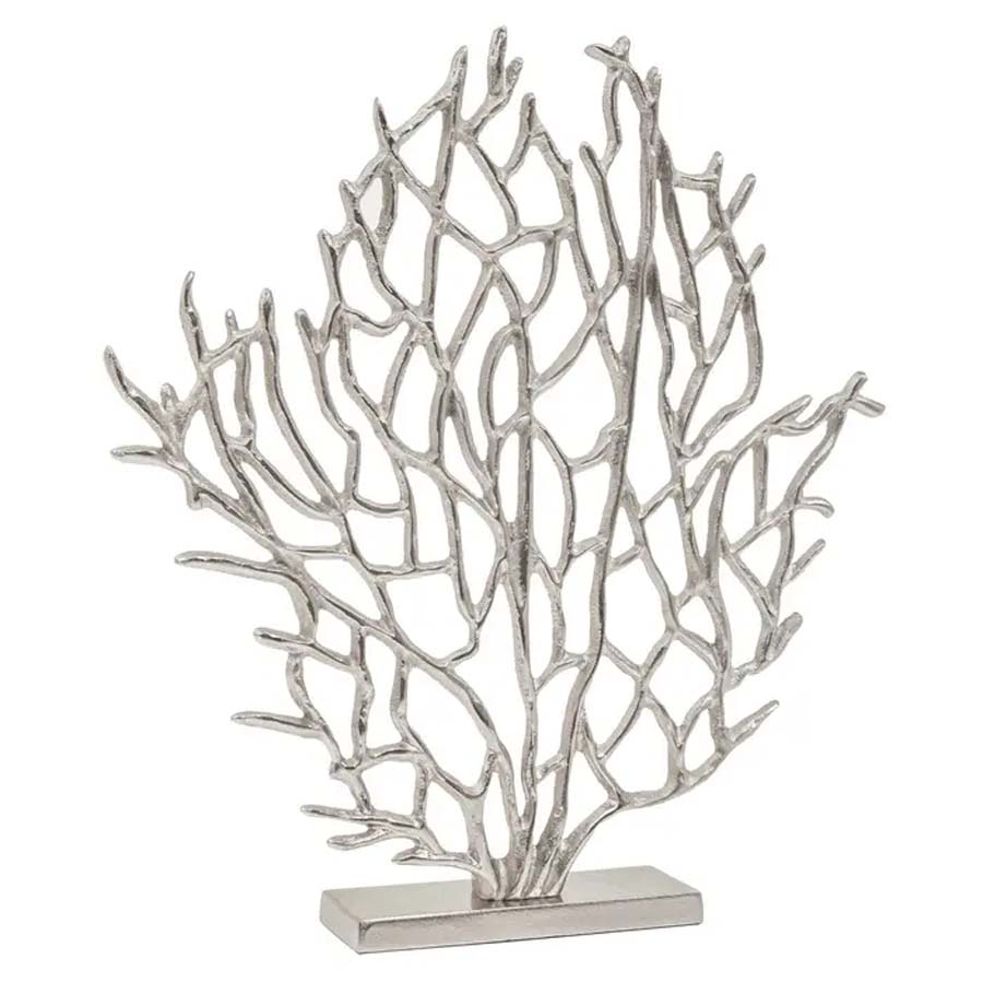 Fifty Five Avenue Polo Small Silver Nickel Finish Coral Sculpture