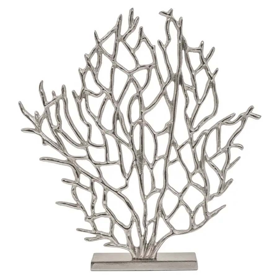 Fifty Five Avenue Polo Small Silver Nickel Finish Coral Sculpture