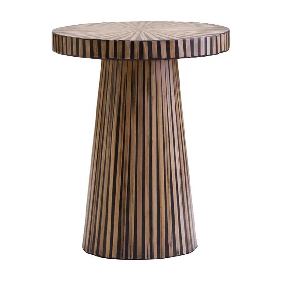 Fifty Five Avenue Busa Bamboo Inlay Round Side Table