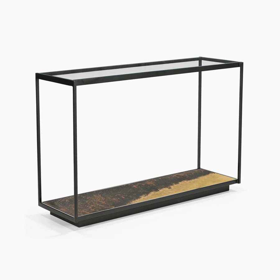 Xavier Home Orbit Iron Console Table With Glass Top