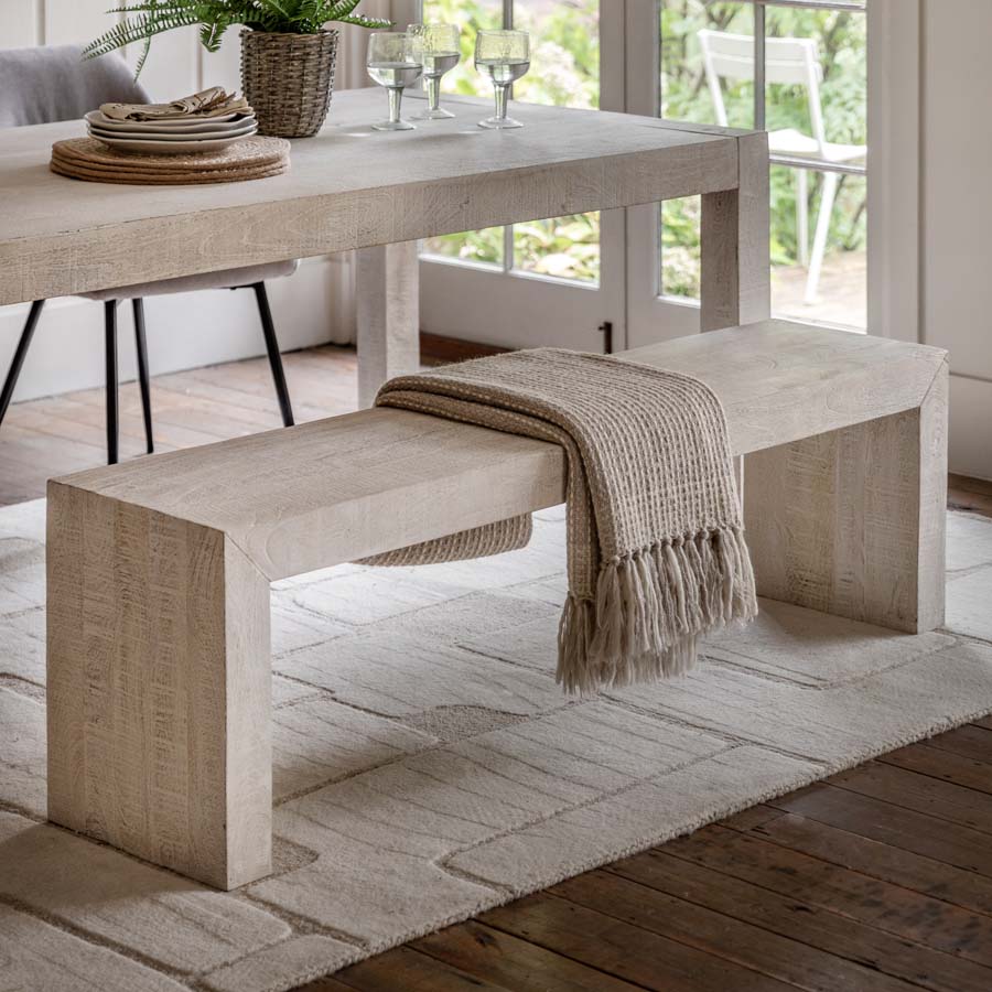 Gallery Interiors Dakota Dining Bench Whitewash