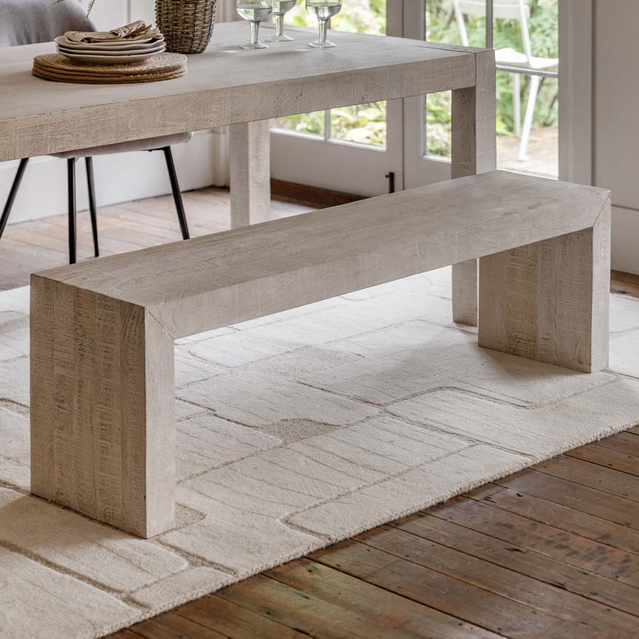 Gallery Interiors Dakota Dining Bench Whitewash