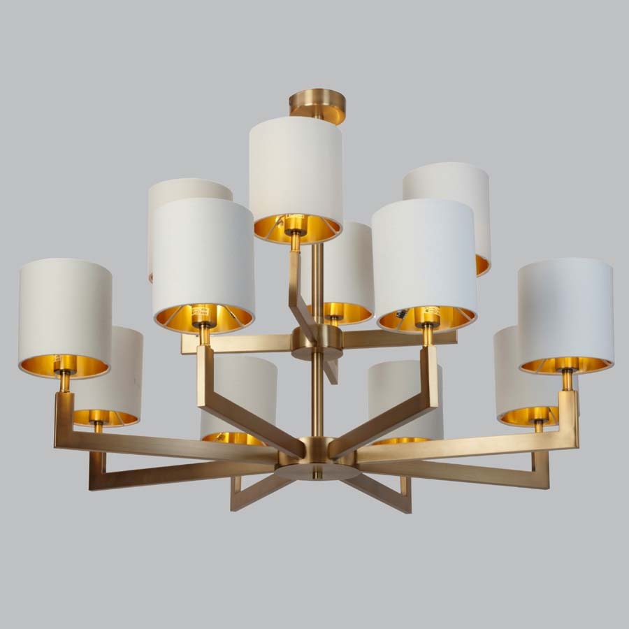 Millie & Co Nico 12 Arm Antique Brass Finish Chandelier