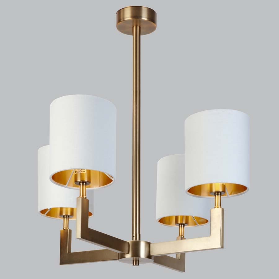 Millie & Co Nico 4 Arm Antique Brass Finish Chandelier