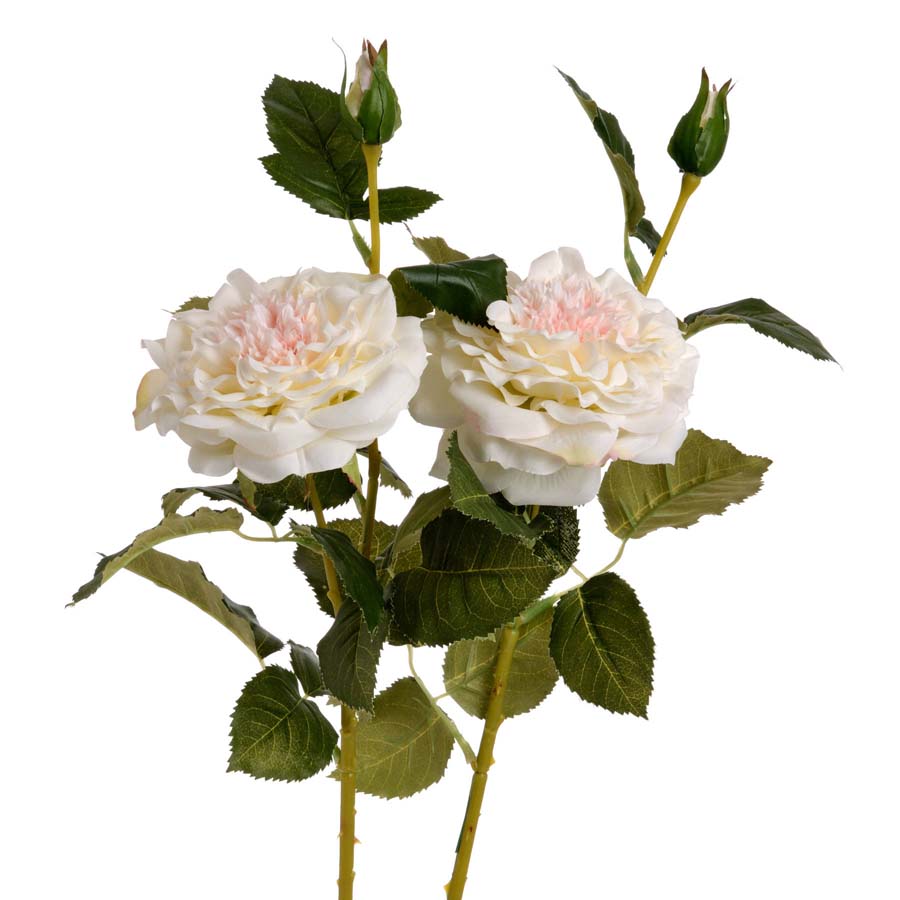 Hill Interiors White Garden Rose Spray x 3 Stems