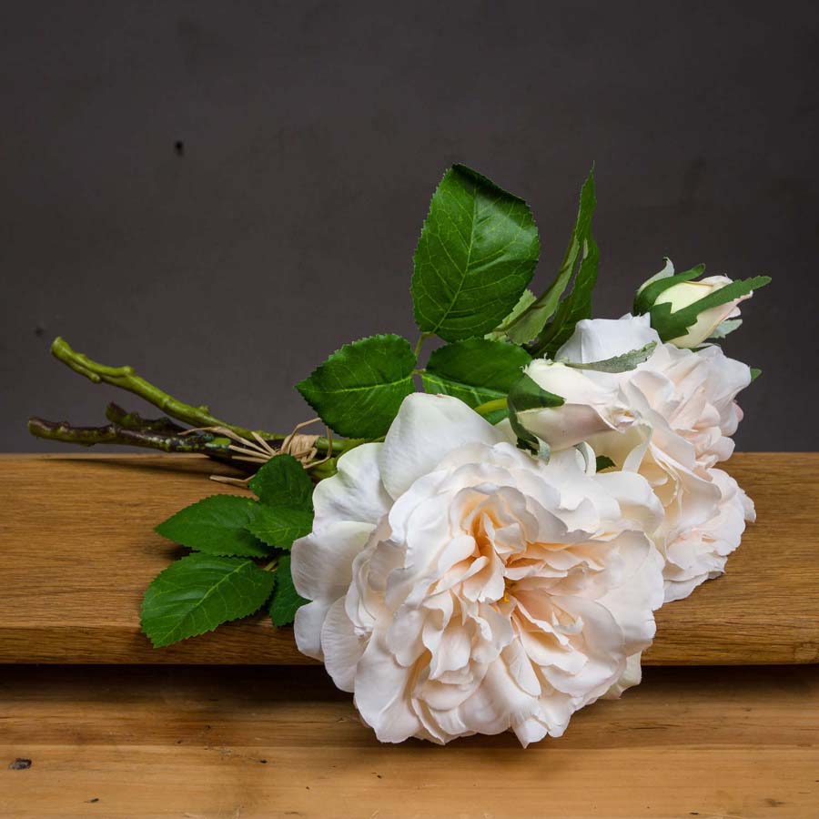 Hill Interiors Peachy Cream Short Stem Rose Bouquet x 3 Stems