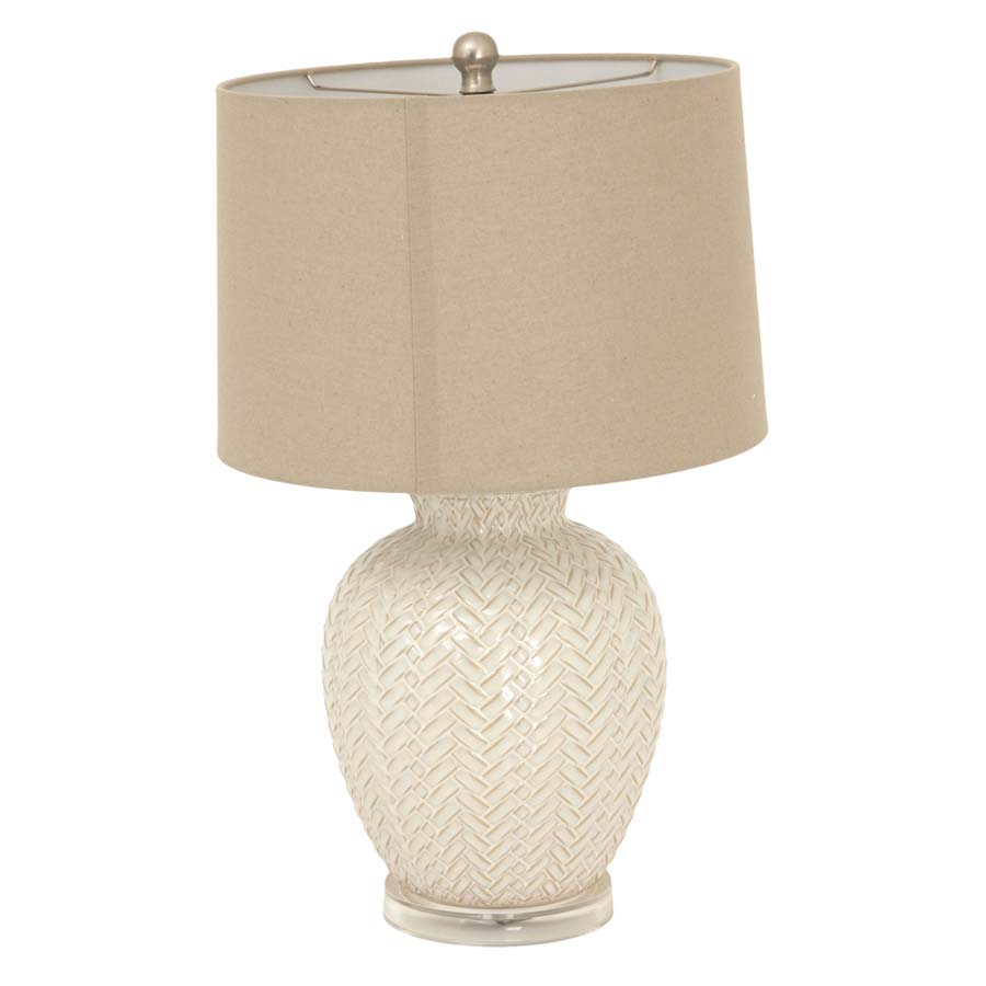 Hill Interiors Twill Weave Ceramic Table Lamp With Linen Shade