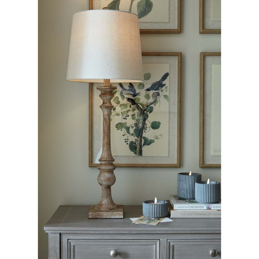 Hill Interiors Pallido Candlestick Table Lamp With Linen Shade