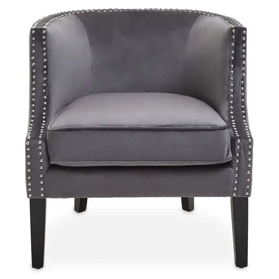 Fifty Five Avenue Macey Grey Velvet Studded Chair