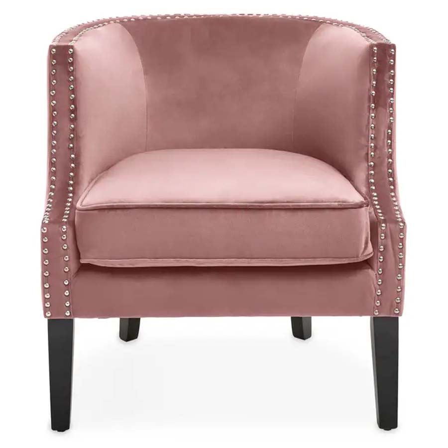 Fifty Five Avenue Macey Pink Velvet Studded Chair