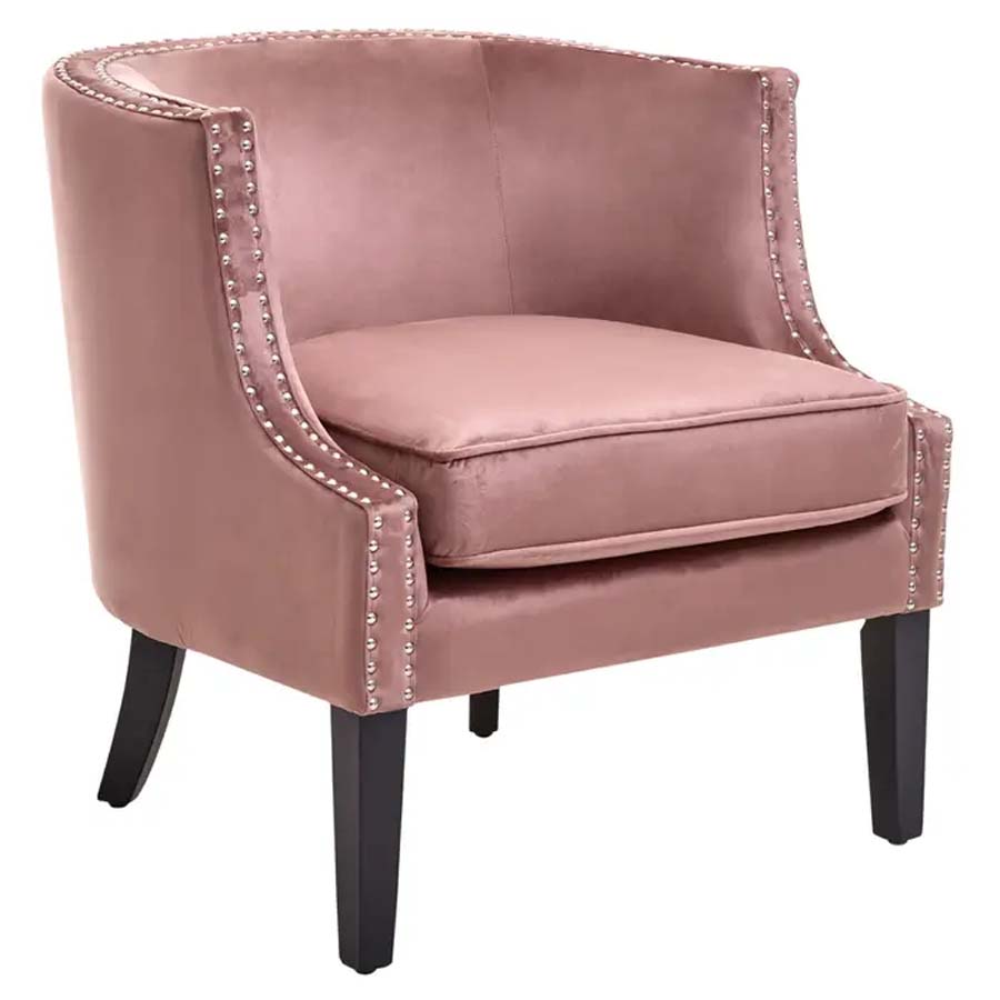 Fifty Five Avenue Macey Pink Velvet Studded Chair