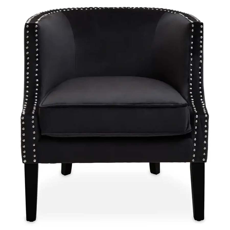 Fifty Five Avenue Macey Black Velvet Studded Chair