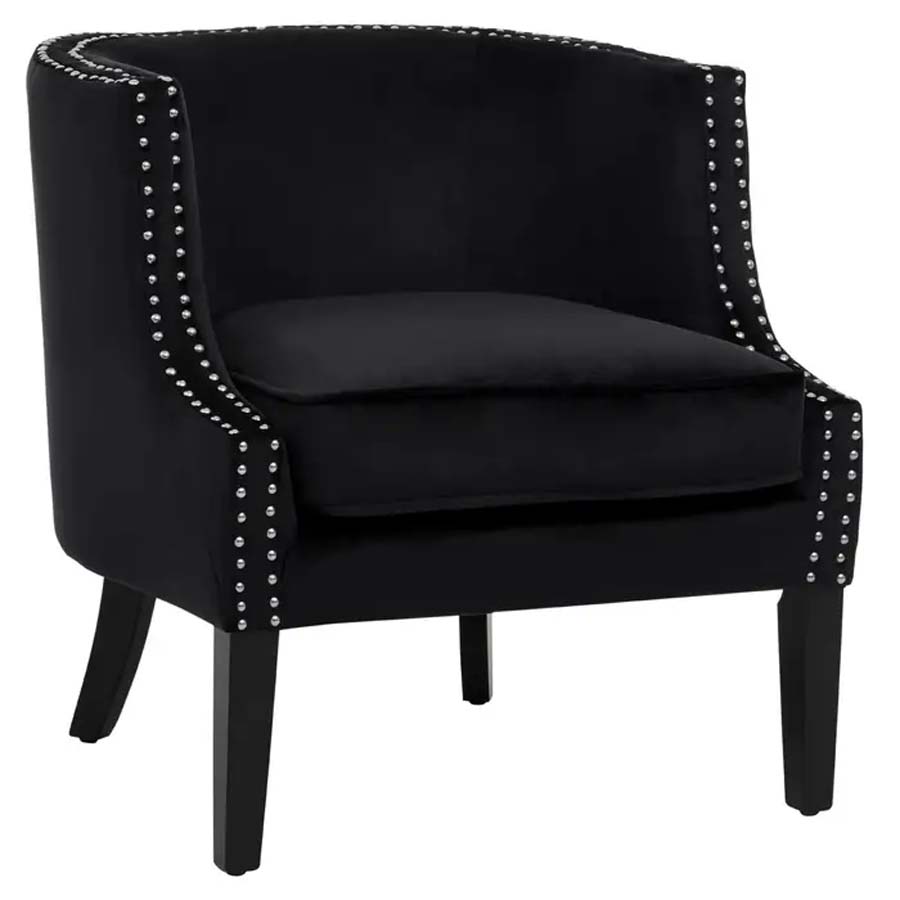 Fifty Five Avenue Macey Black Velvet Studded Chair