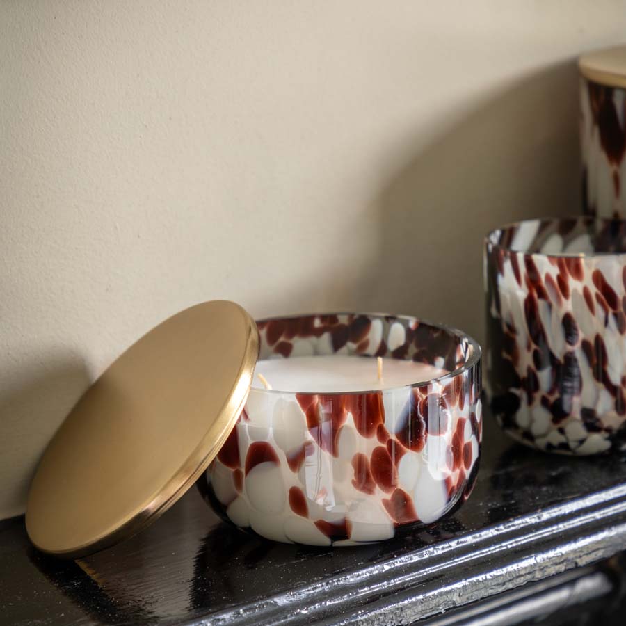 Gallery Interiors Medium Boa Candle Brown Peony And Musk