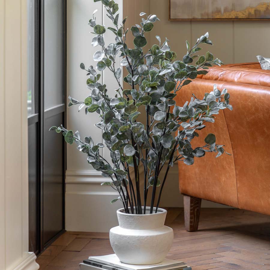 Gallery Interiors Faux Eucalyptus in Ceramic Pot Ivory