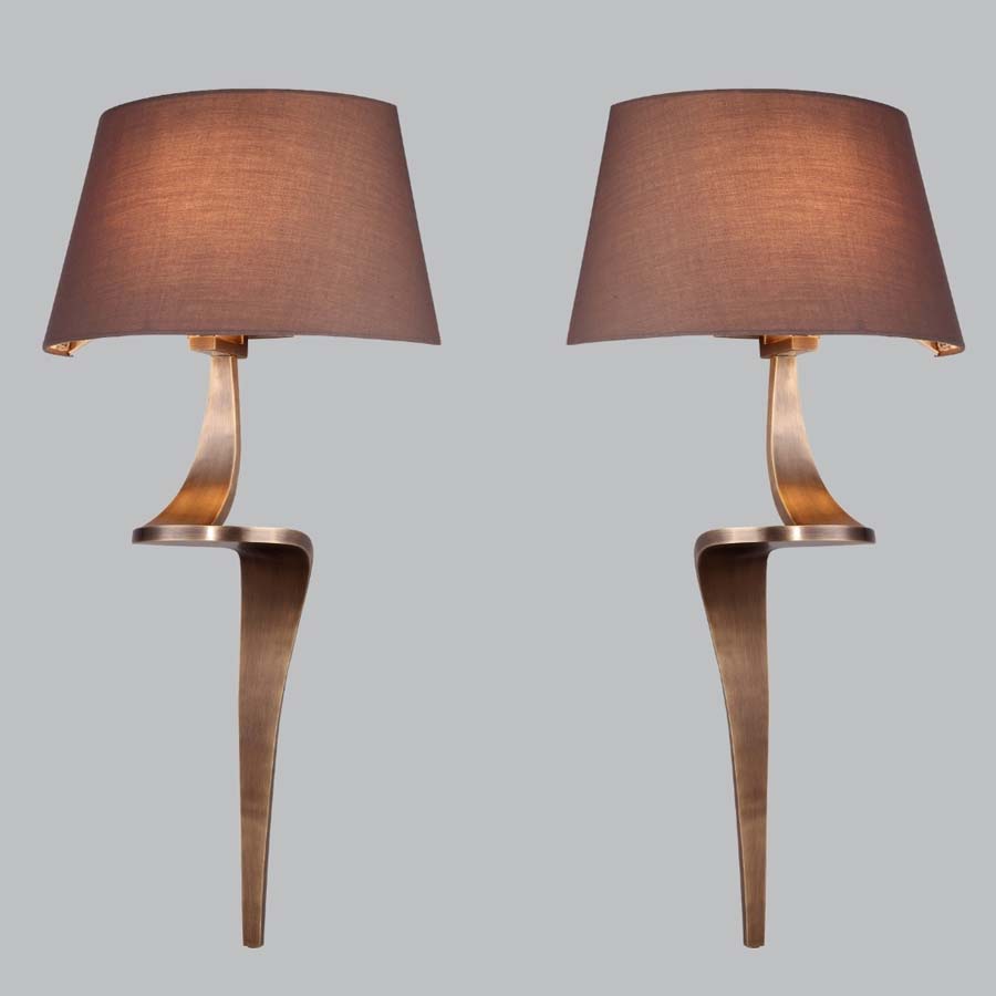 Millie & Co Nero Pair of Antique Brass Wall Lamps