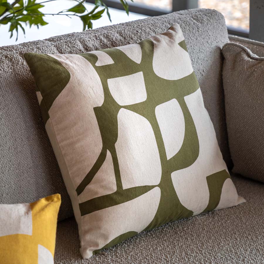 Gallery Interiors Skara Graphic Cushion Olive