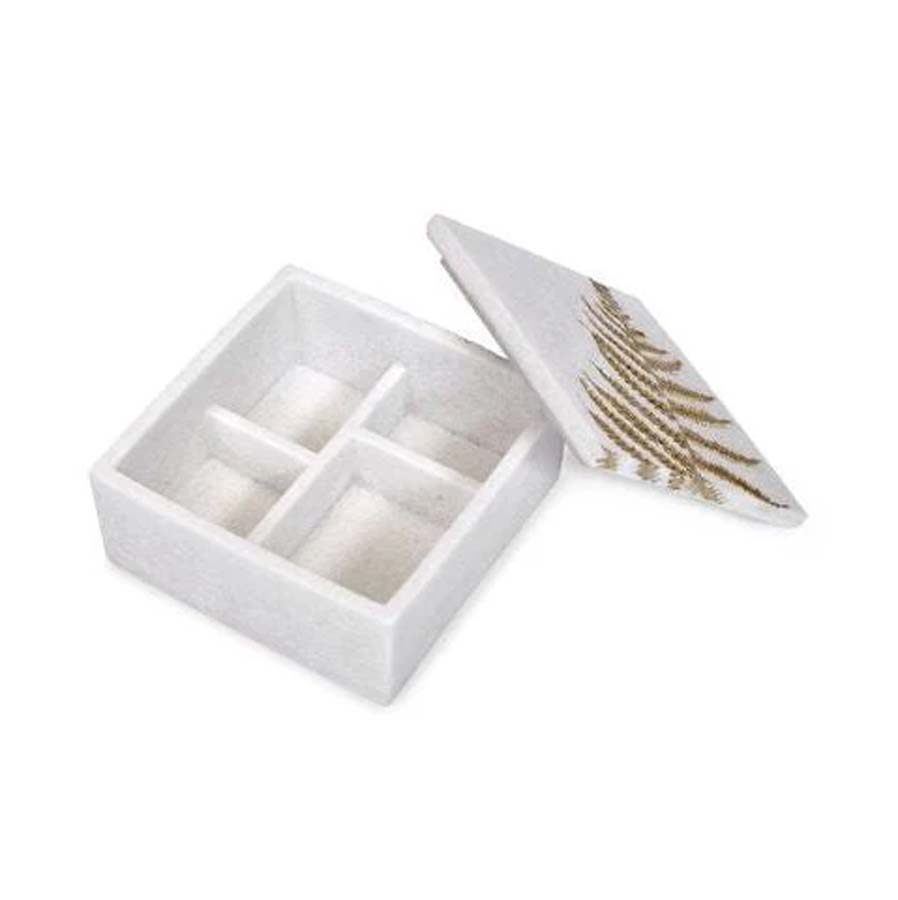 Mindy Brownes White and Gold Stone Small Trinket Box