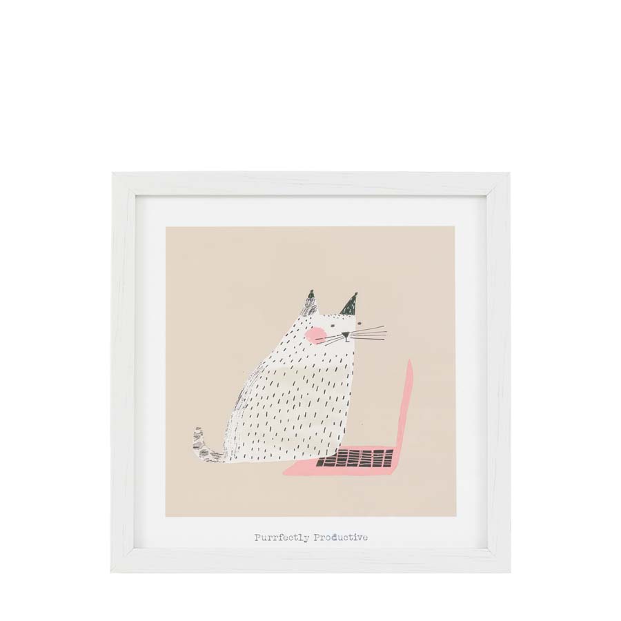 Art Marketing Purrfectly Productive Framed Art by Laura Bolton