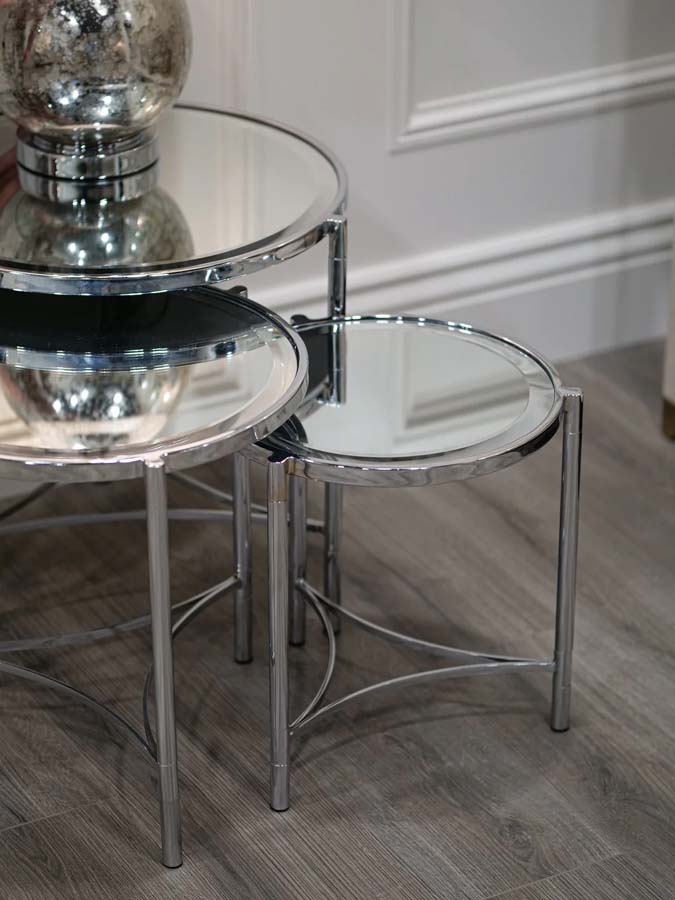 Mindy Brownes Brookville Silver Mirror Tables Set/3