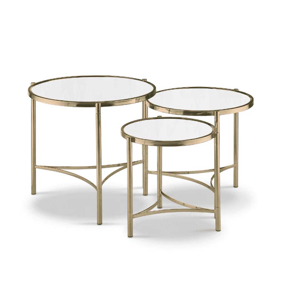 Mindy Brownes Brookville Brass Mirror Tables Set/3