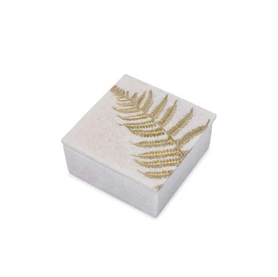 Mindy Brownes White and Gold Stone Large Trinket Box